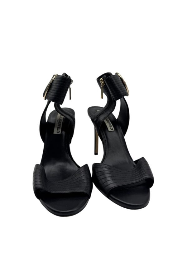 KAR LAGERFELD - LYRA LEATHER BLACK HEELS - Image 5